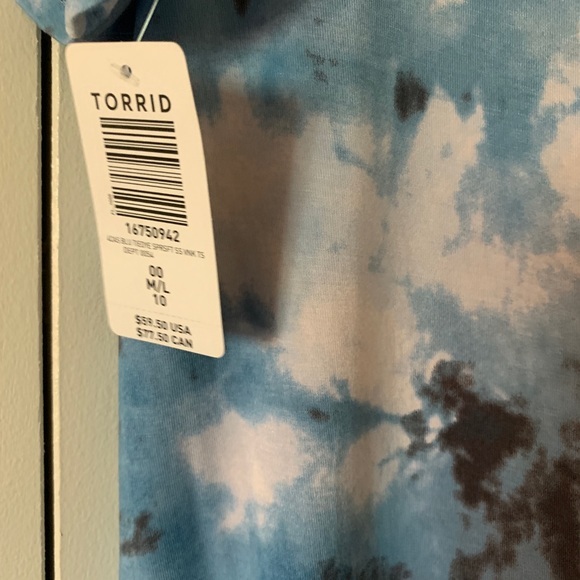 Torrid NWT Size 00 Blue Tie Dye T-Shirt Dress - Picture 7 of 7